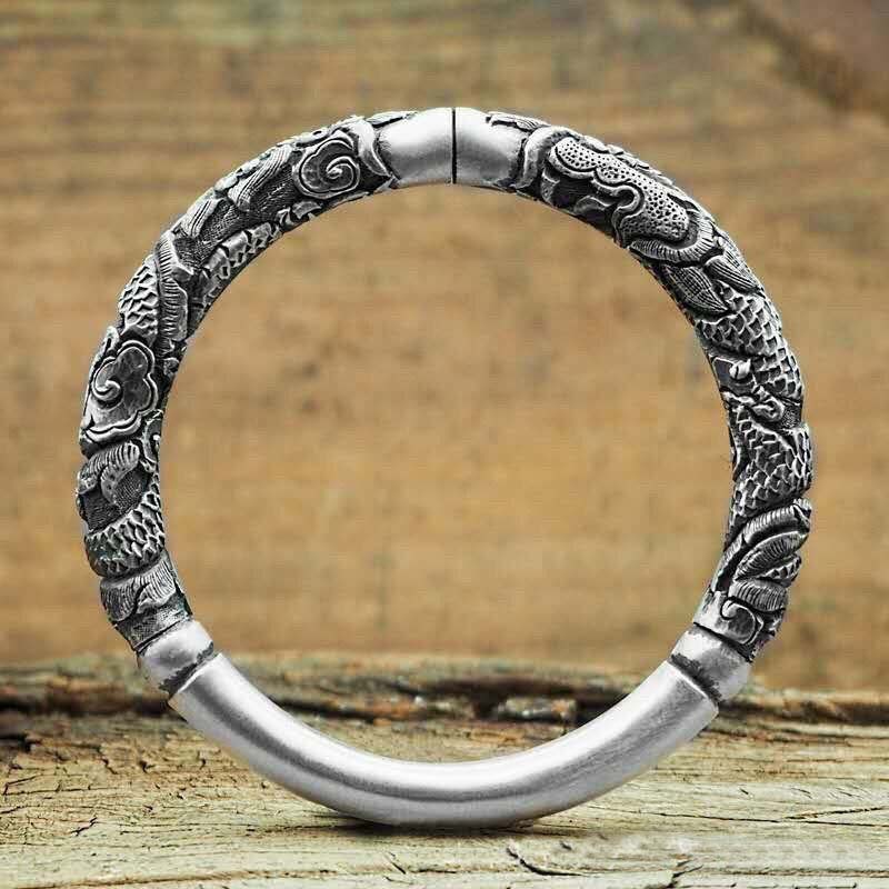 Nimara Ritual Dragon Auspicious Clouds Luck Protection Bracelet Adjustable Bangle