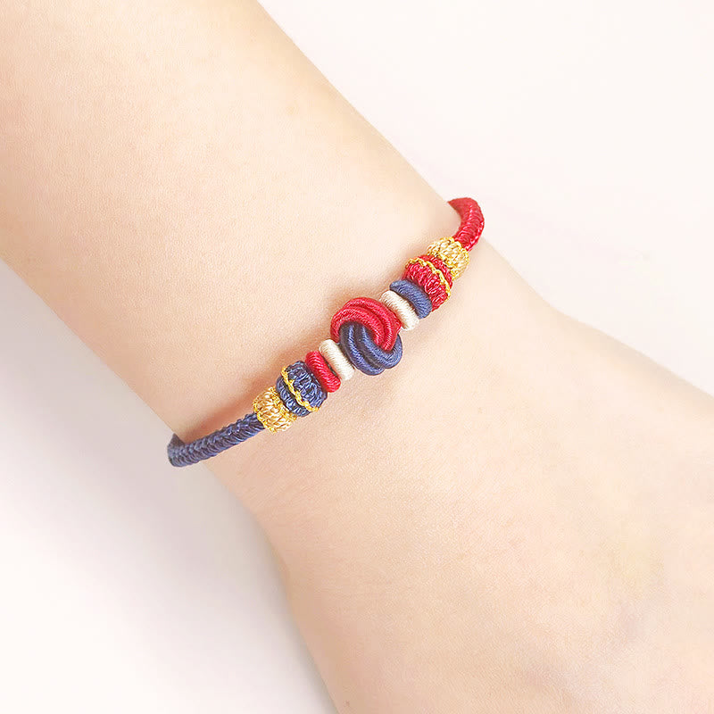 Nimara Ritual Two-Color Rope Handcrafted Eight Thread Peace Knot Luck Connection Bracelet