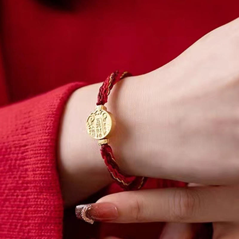 Nimara Ritual Five Directions Gods of Wealth Handmade Reincarnation Knot Protection String Braid Bracelet