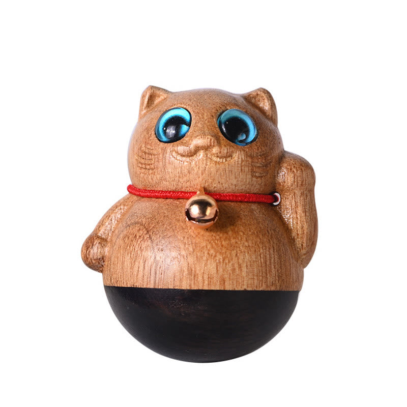 Nimara Ritual Mini Lucky Cat Kitten Phoebe Zhennan Wood Blessing Decoration