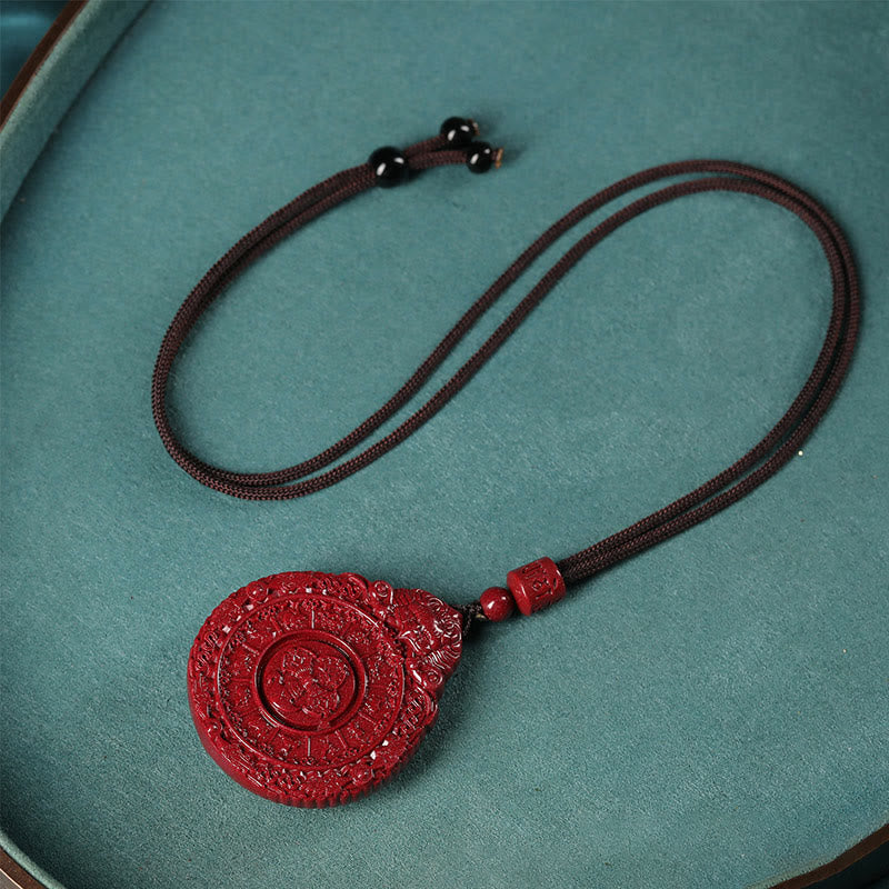 Nimara Ritual Chinese Zodiac Natural Cinnabar Bagua Amulet Keep Away Evil Spirits Necklace Pendant