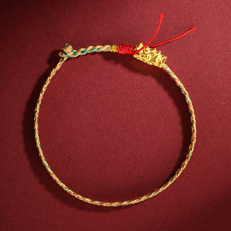 Nimara Ritual Year of the Dragon Handmade Colorful Dragon Carved Success Braided Bracelet