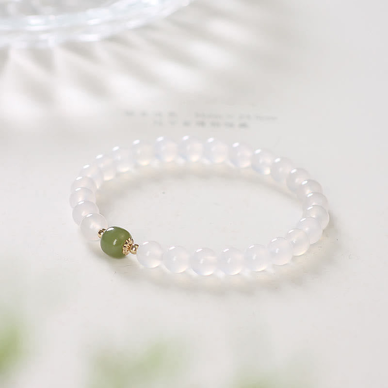 Nimara Ritual Natural White Agate Jade Luck Bracelet