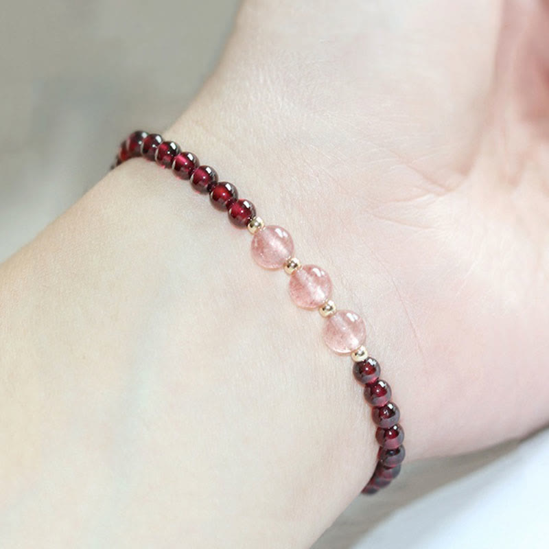 Nimara Ritual Natural Garnet Strawberry Quartz Calm Bracelet