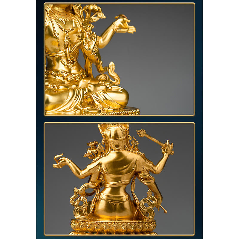 Nimara Ritual Four-armed Manjusri Bodhisattva Gold Figurine Compassion Serenity Copper Statue Home Decoration