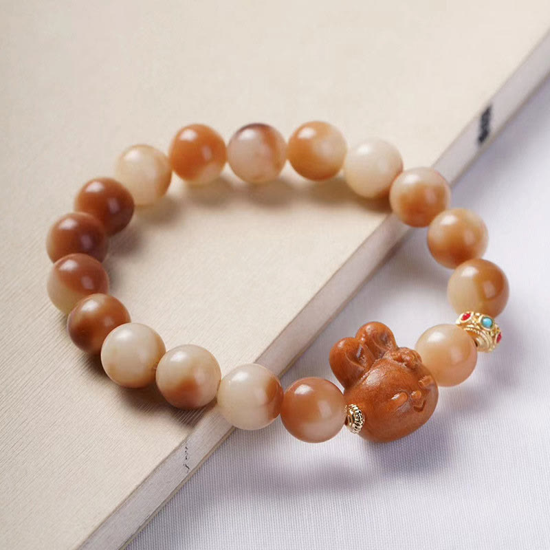 Nimara Ritual Natural Bodhi Seed Lovely Rabbit Peace Bracelet