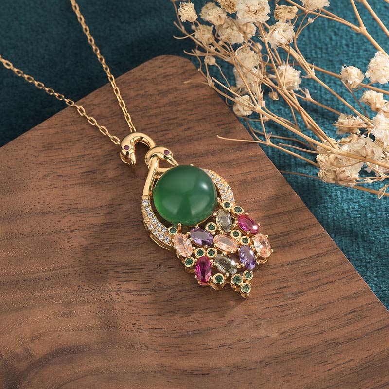 Nimara Ritual Cyan Jade Success Necklace Chain Pendant
