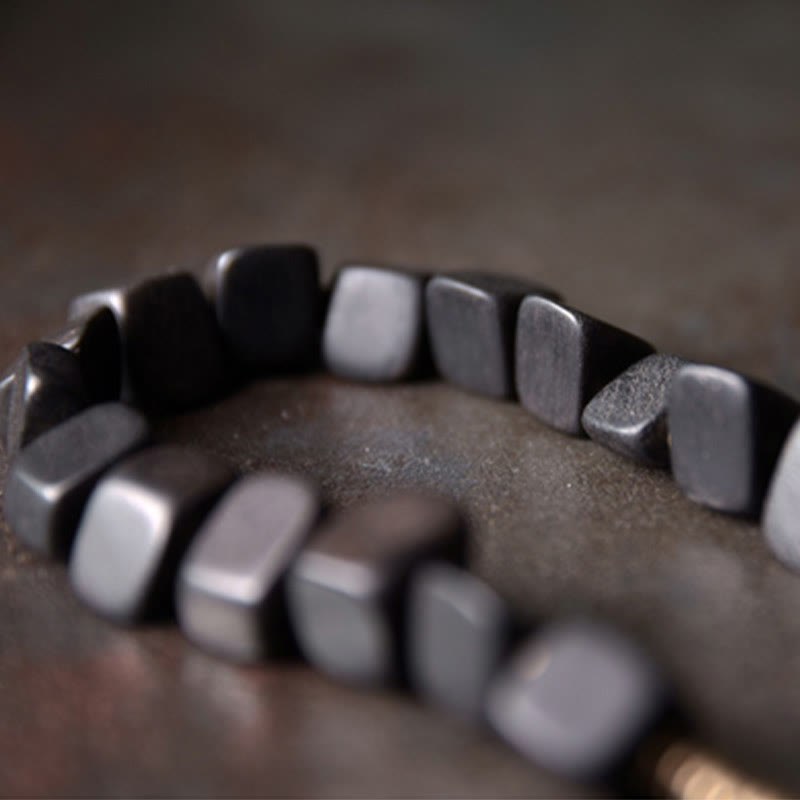 Nimara Ritual Tibetan Ebony Wood Copper Peace Double Wrap Bracelet