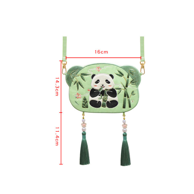 Nimara Ritual Embroidery Lucky Panda Cat Shiba Inu Deer Rabbit Fox Flower Cute Animal Hanfu Bag Crossbody Bag Shoulder Bag
