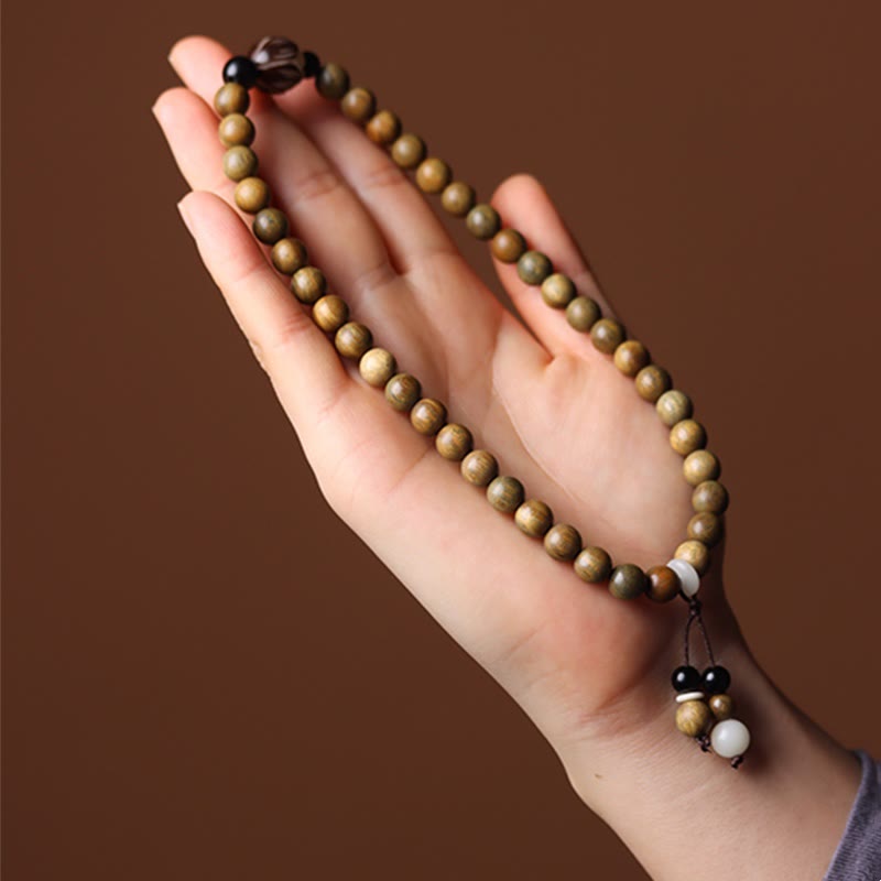 Nimara Ritual Green Sandalwood Bodhi Seed Lotus Soothing Double Wrap Bracelet