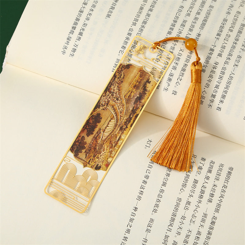 Nimara Ritual A Panorama of Rivers and Mountains Metal Hollow Bookmarks Tassel With Gift Box