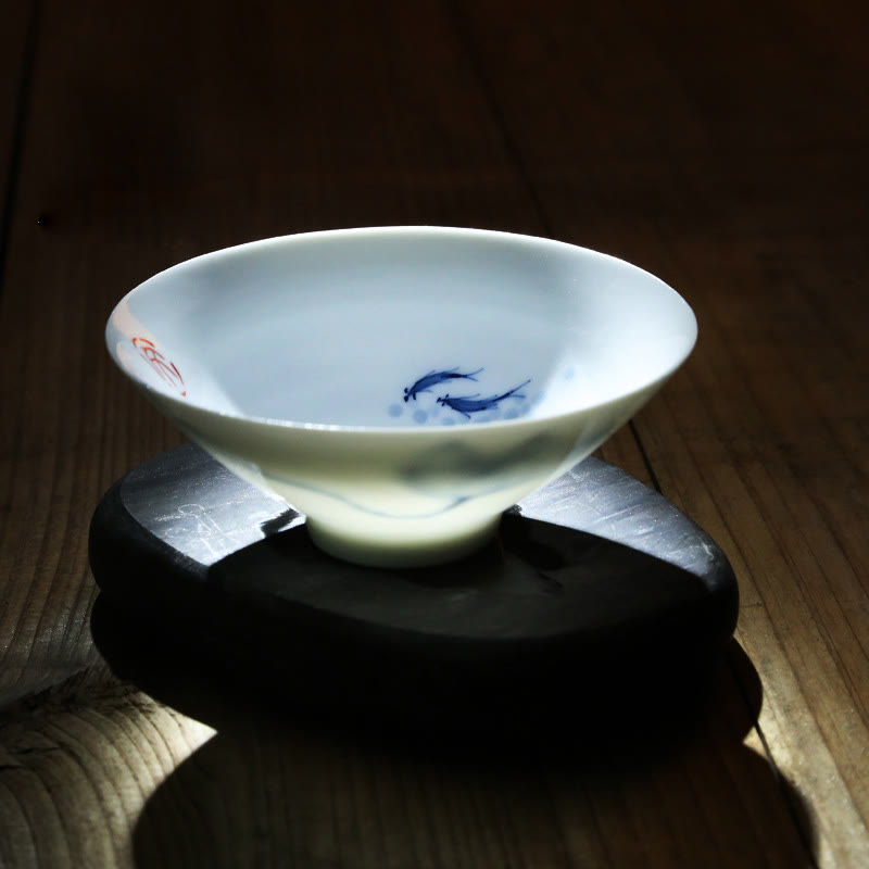 Nimara Ritual Vintage Plum Orchid Bamboo Chrysanthemum Lotus Koi Fish Ceramic Teacup Kung Fu Tea Cups