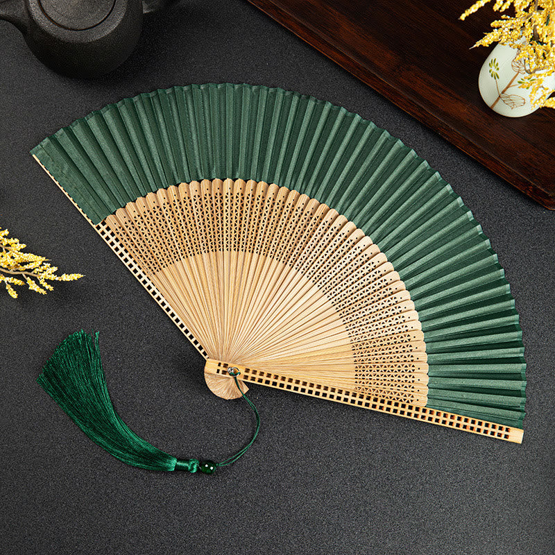 Nimara Ritual Vintage Handheld Folding Fan With Bamboo Frames