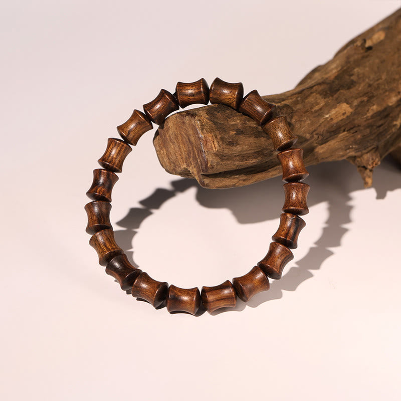 Nimara Ritual Rosewood Auspicious Clouds Totem Fu Character Bamboo Pattern Warmth Bracelet