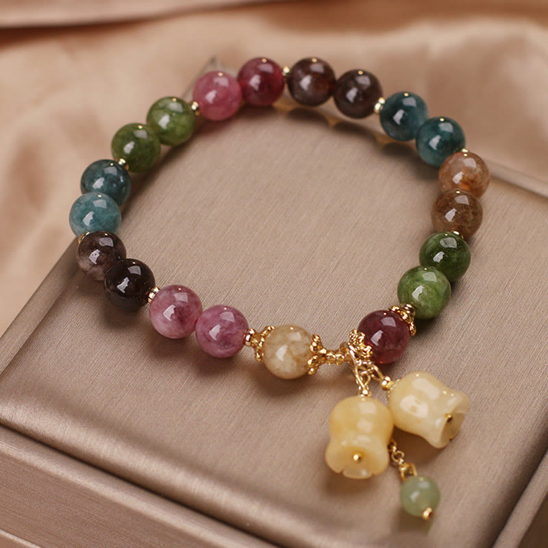 Nimara Ritual Natural Colorful Tourmaline Flower Bead Love Bracelet