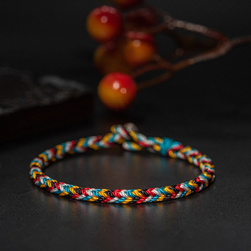 Nimara Ritual Tibet Handmade Five Color Thread Protection Braid String Bracelet