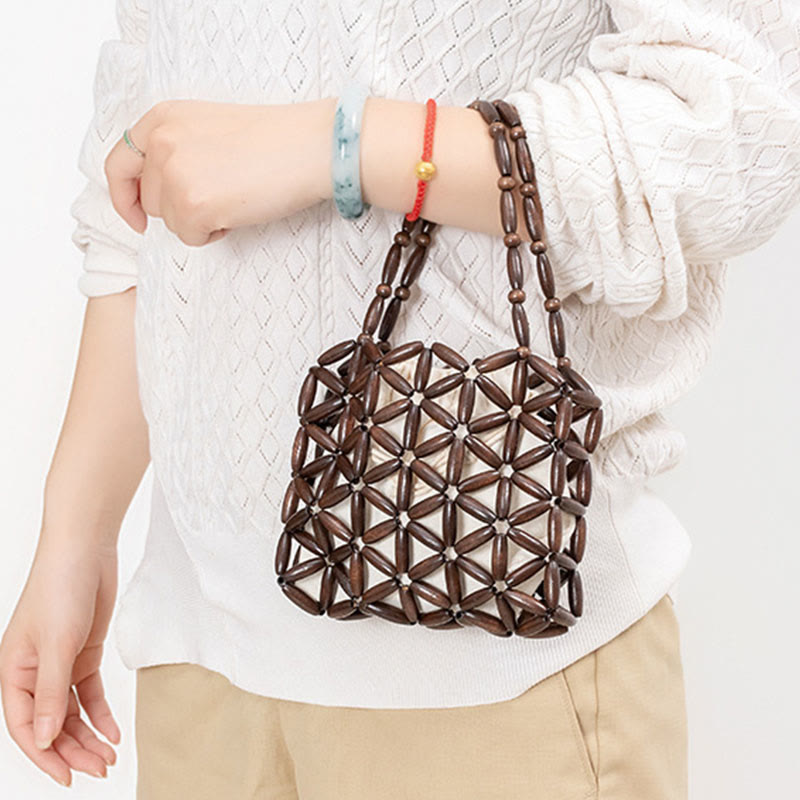 Nimara Ritual Hand-woven Mini Wooden Beads Handbag