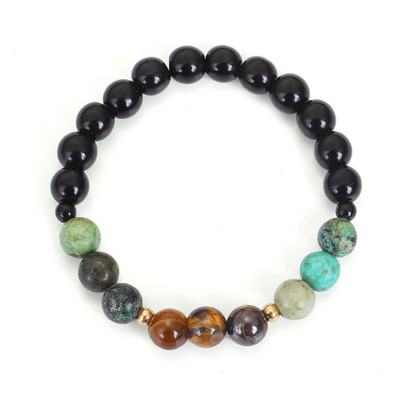 Nimara Ritual 108 Mala Beads Natural Stone Tiger Eye Turquoise Protection Strength Bracelet Necklace