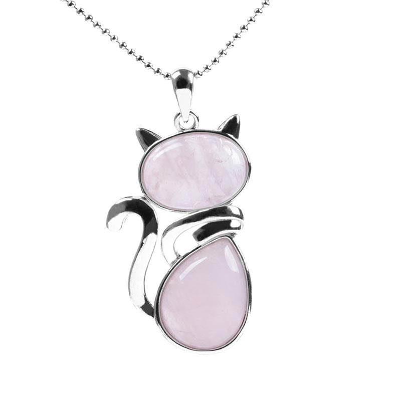 Nimara Ritual Cat Pattern Natural Crystal Protection Necklace Pendant