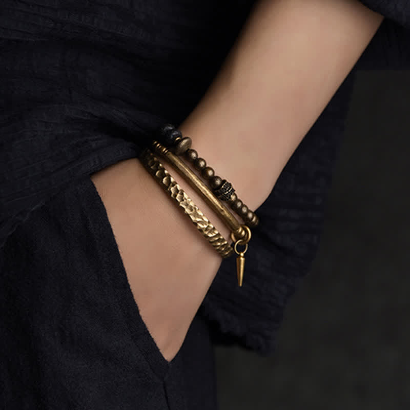Nimara Ritual Lava Rock Stone Copper Balance Cuff Bracelet Bangle