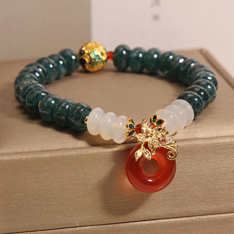 Nimara Ritual Jade White Agate Red Agate Peace Buckle Abacus Beads Luck Bracelet