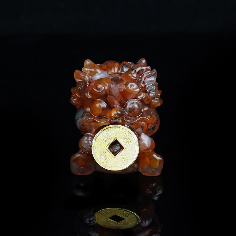 Nimara Ritual Handmade Cute PiXiu Gold Coin Crystal Fengshui Energy Wealth Fortune Home Decoration