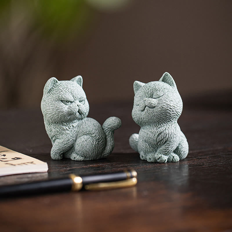 Nimara Ritual Small Cat Home Tea Pet Figurine Desk Decoration
