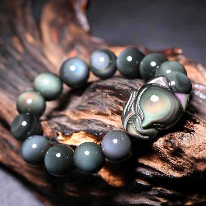Nimara Ritual Rainbow Obsidian Fox Healing Positive Bracelet