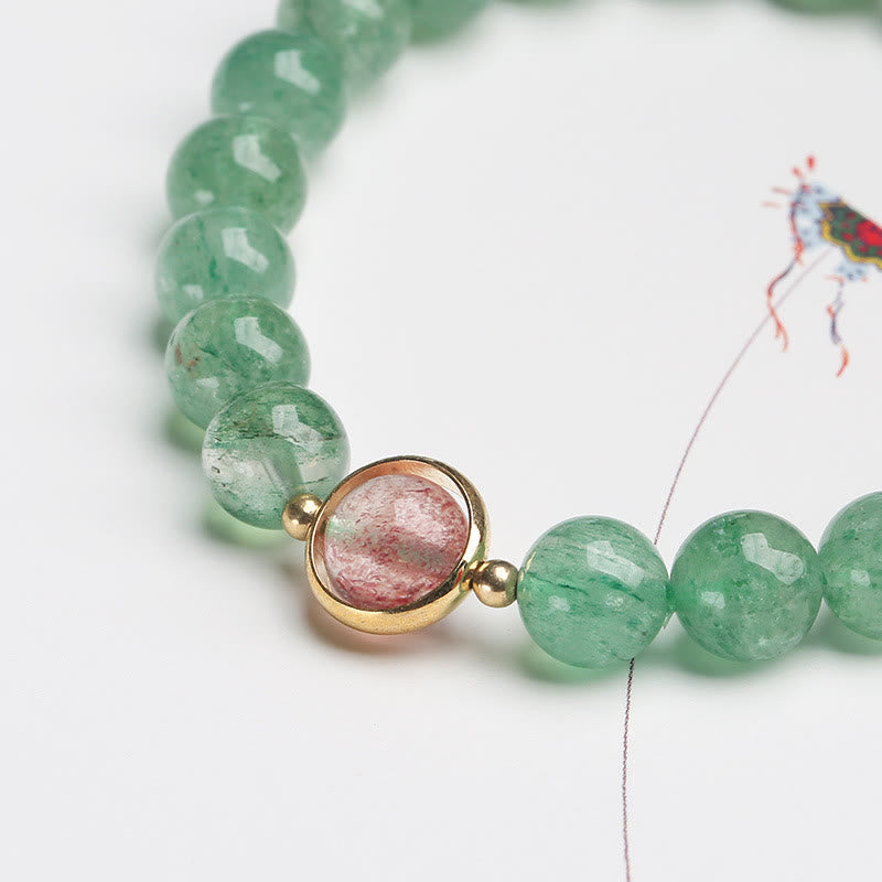 Nimara Ritual Natural Green Strawberry Quartz Soothing Beaded Bracelet