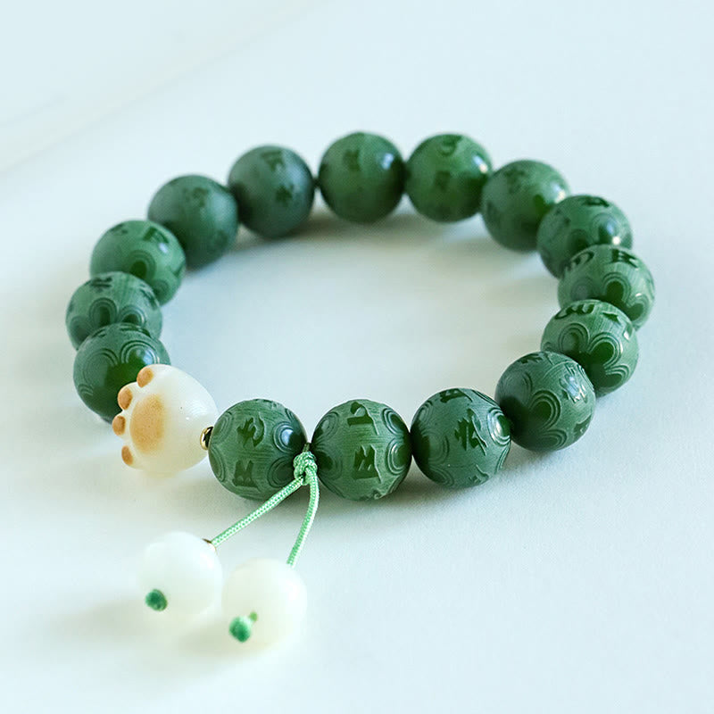 Nimara Ritual Bodhi Seed Om Mani Padme Hum Carved Harmony Bracelet