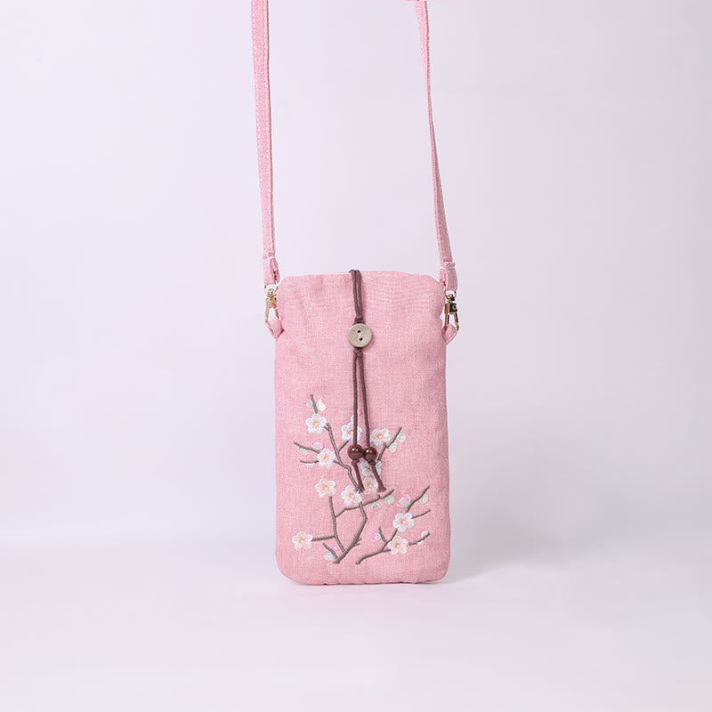 Nimara Ritual Small Embroidered Flowers Crossbody Bag Shoulder Bag Cellphone Bag 11*20cm