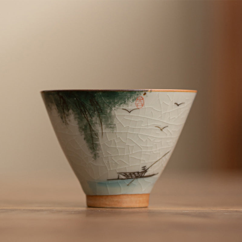 Nimara Ritual Persimmon Boat Koi Fish Lotus Ceramic Teacup Kung Fu Tea Cup 50ml