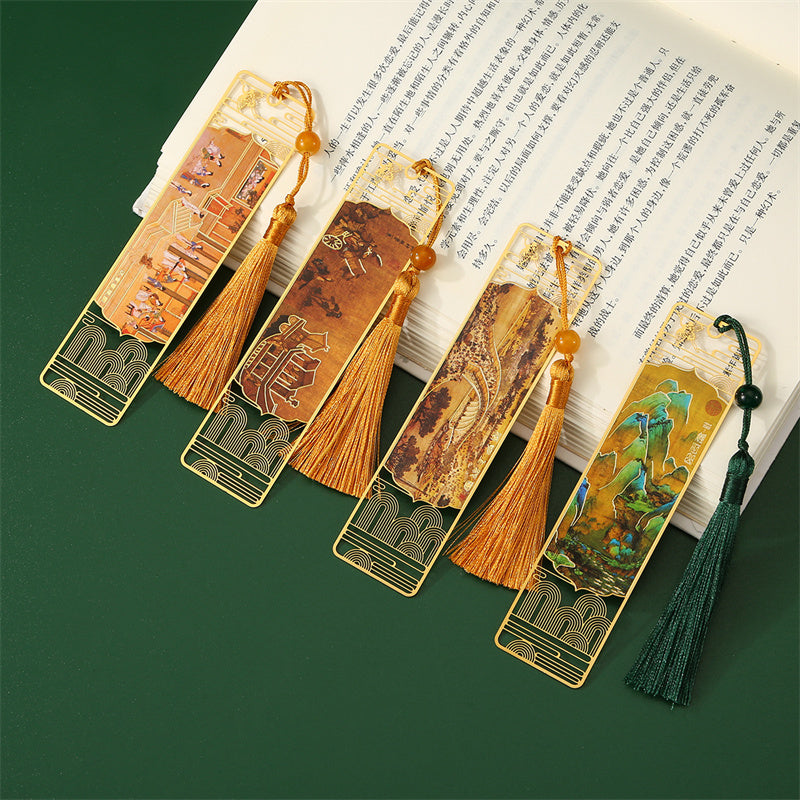 Nimara Ritual A Panorama of Rivers and Mountains Metal Hollow Bookmarks Tassel With Gift Box