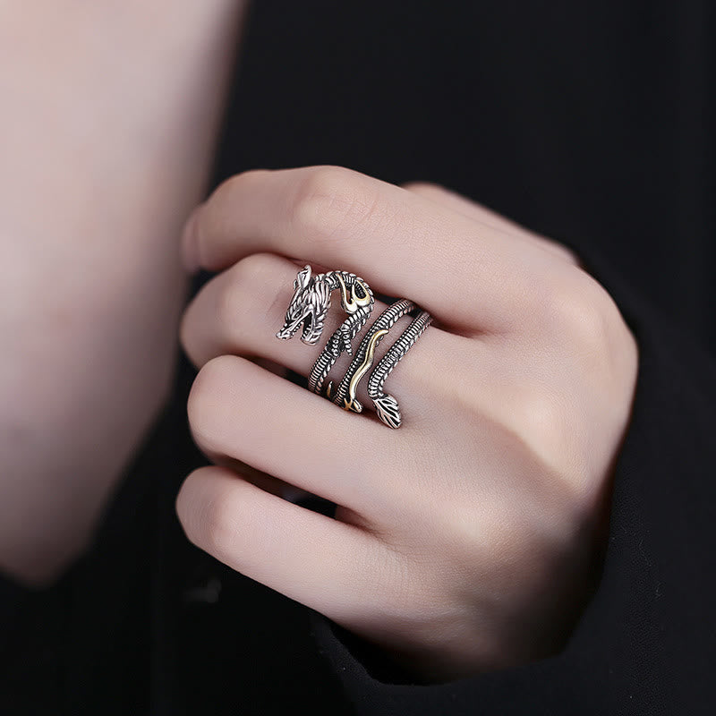 Nimara Ritual Vintage Dragon Pattern Copper Strength Ring