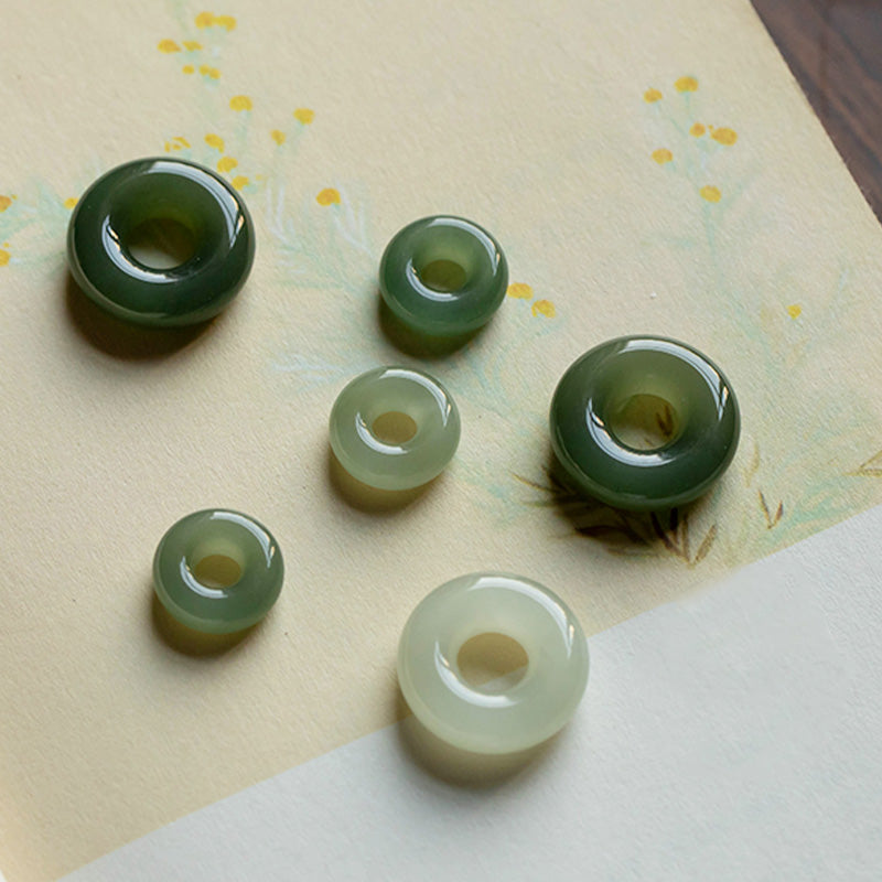 Nimara Ritual Natural Round Jade Peace Buckle Luck Abundance Necklace Pendant