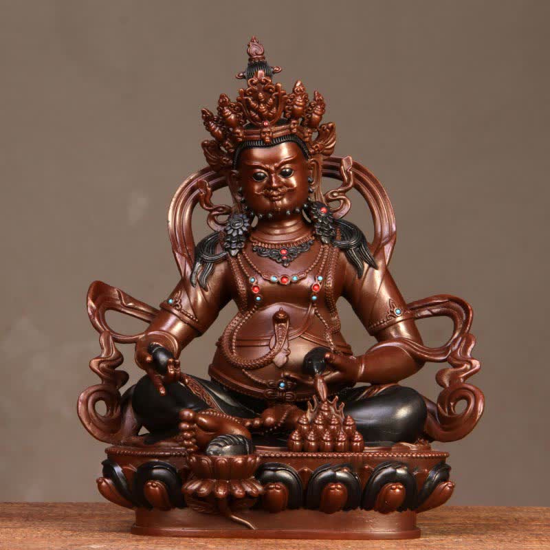 Nimara Ritual Yellow Jambhala Bodhisattva Figurine Compassion Copper Statue Home Office Decoration