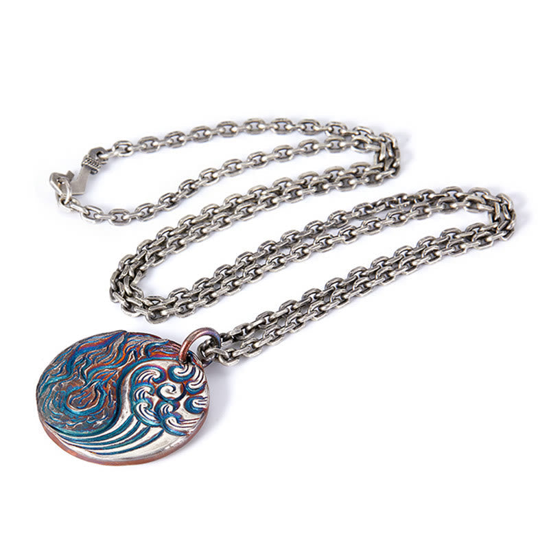 Nimara Ritual 990 Sterling Silver Yin Yang Water and Fire Balance Necklace Pendant