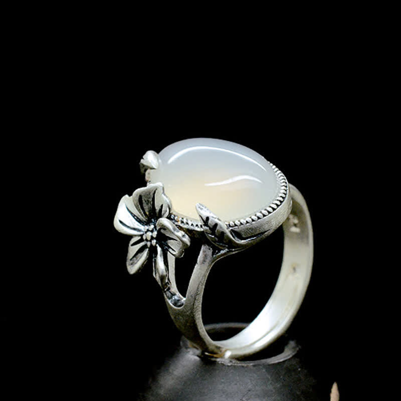 Nimara Ritual 990 Sterling Silver Natural Chalcedony Plum Positive Harmony Ring