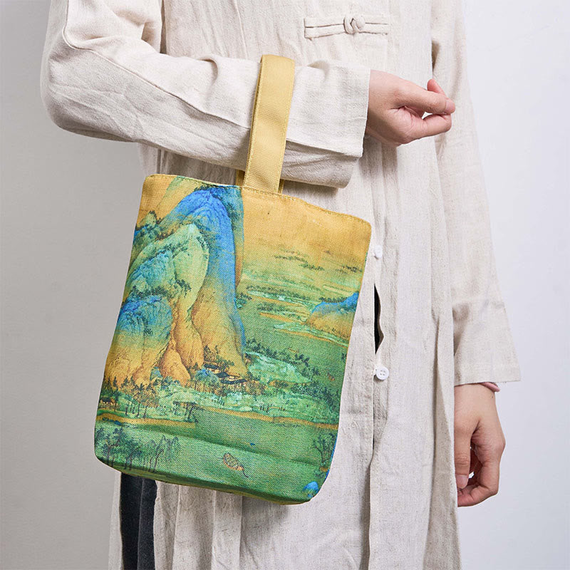 Nimara Ritual Landscape Painting Canvas Handbag