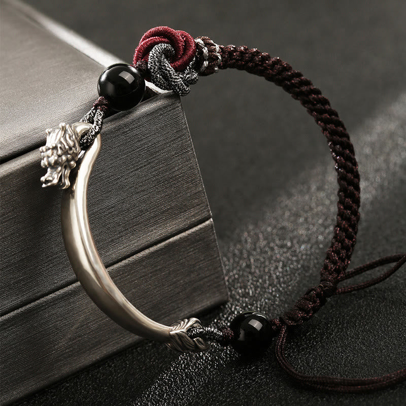 Nimara Ritual 925 Sterling Silver Auspicious Dragon Success Handcrafted Braided Bracelet