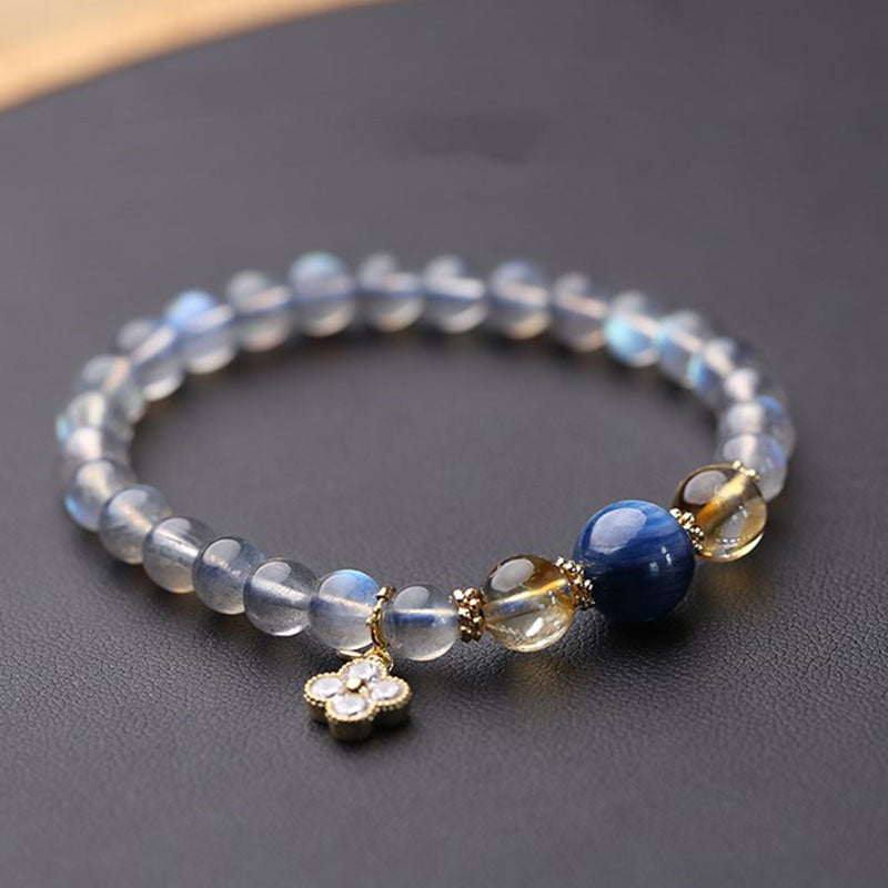 Nimara Ritual Natural Moonstone Flower Chram Healing Beads Bracelet
