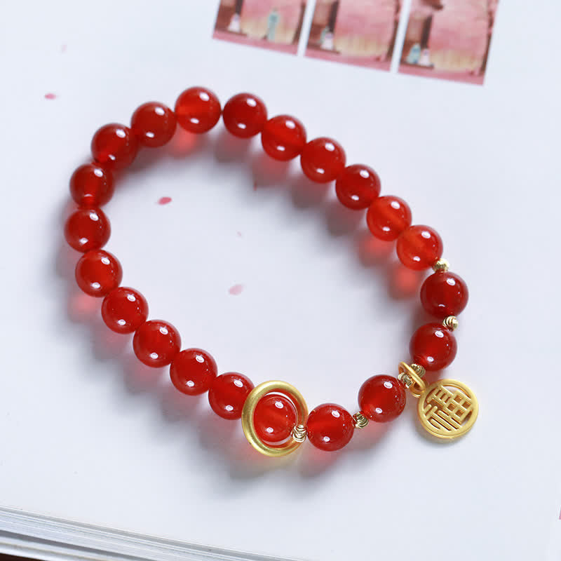 Nimara Ritual Natural Red Agate Blessing Letter Confidence Bracelet