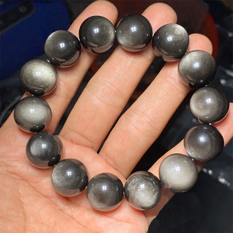 Nimara Ritual Natural Silver Sheen Obsidian Soothing Protection Bracelet