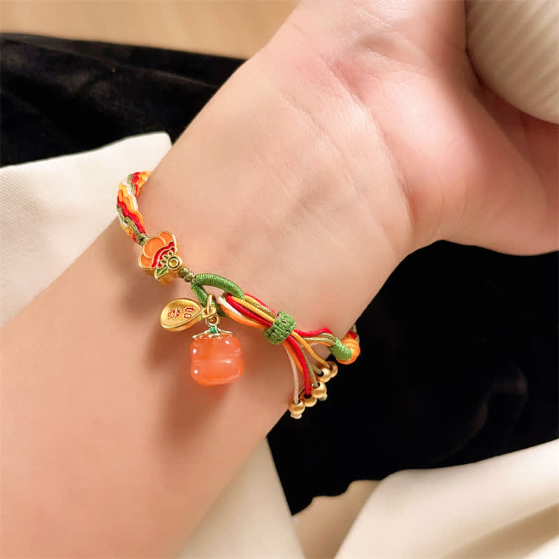 Nimara Ritual Persimmon Red Agate Strength Reincarnation Knot Braid String Bracelet