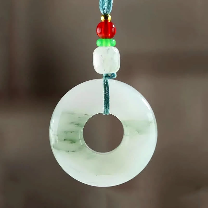 Nimara Ritual Natural Jade Peace Buckle Prosperity Necklace Pendant