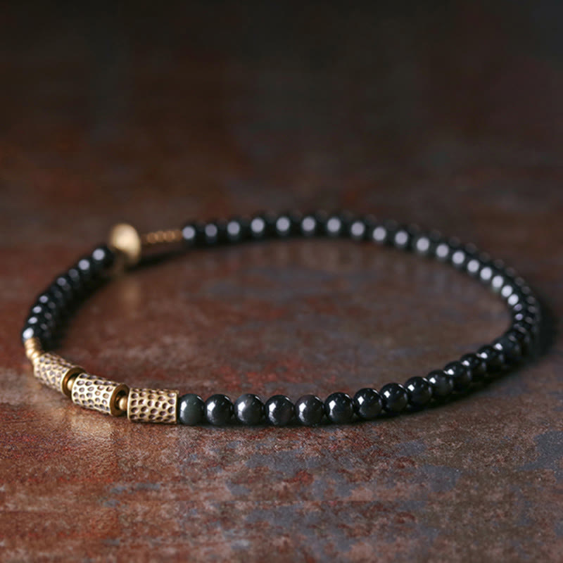 Nimara Ritual Rainbow Obsidian Copper Love Double Wrap Bracelet
