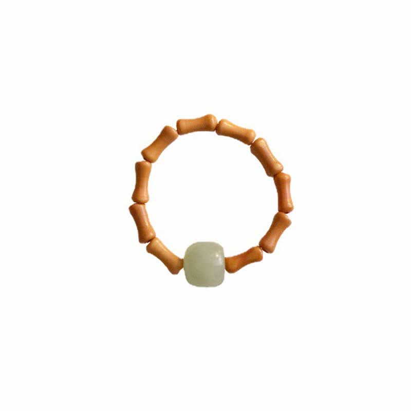 Nimara Ritual Hetian Jade Beaded Bamboo Prosperity Luck Ring