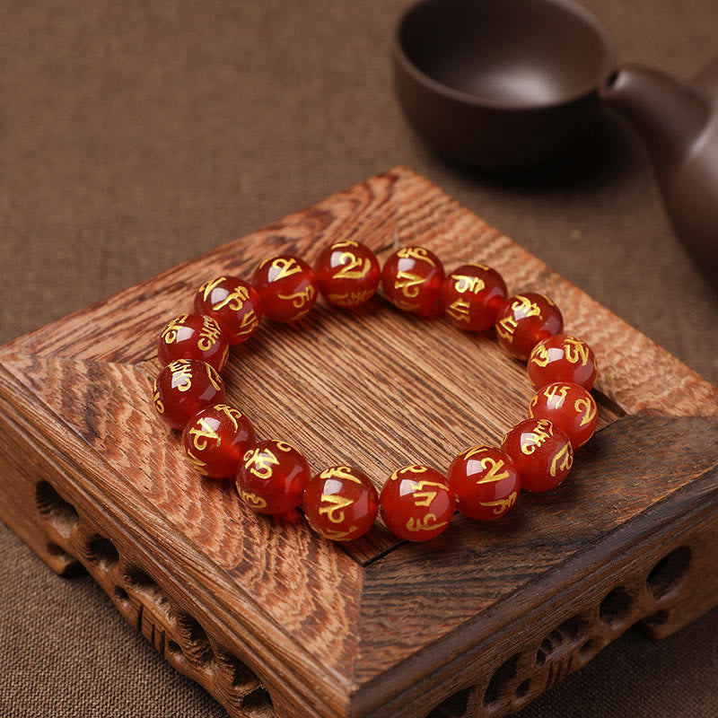 Open The Mind Tibet White Crystal Black Onyx Om Mani Padme Hum Meditation Bracelet