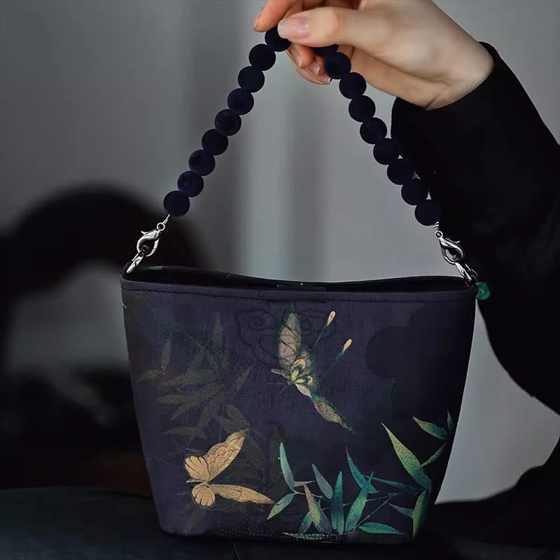 Nimara Ritual Small Bamboo Leaves Butterfly Peony Flowers Magpie Metal Chain Crossbody Bag Shoulder Bag Handbag