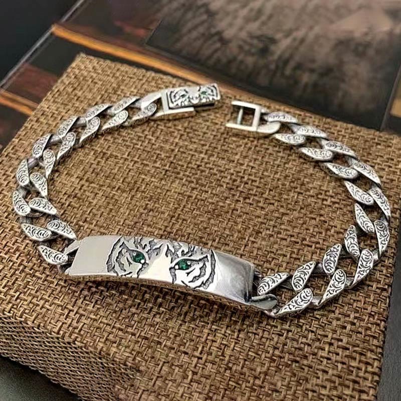 Nimara Ritual Tiger Tang Dynasty Flower Design Copper Luck Chain Bracelet
